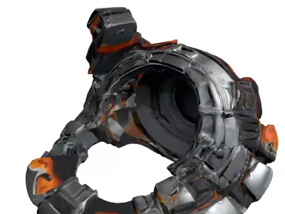 SciFi Industrial Rusted Component Low-poly 3D model