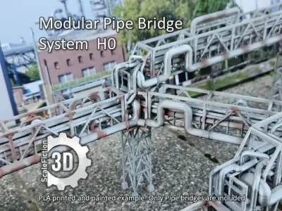 Modular Pipe Bridge System  H0 3D print model