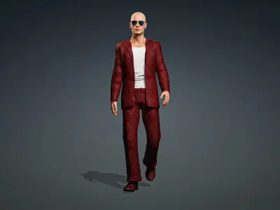 High Quality Male Gangster Low-poly 3D model