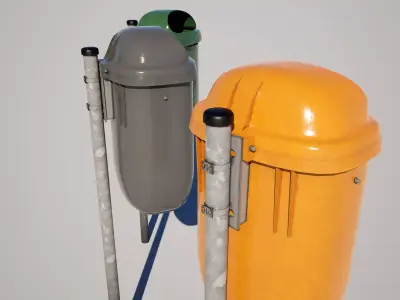 Street Trash Bin Low-poly 3D model