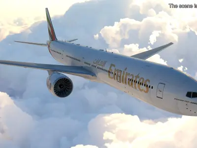  Emirates Boeing 777 Rigged for Cinema 4D 