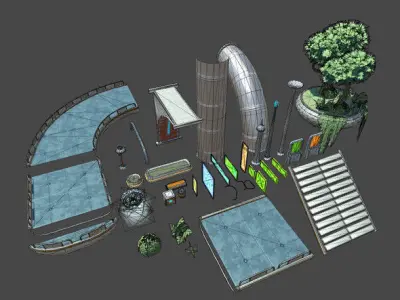 PBR Sky City 3D model