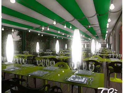 DAY NIGHT RESTAURANT SCENE 3D model