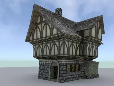 Medieval Town House Low-poly 3D model get