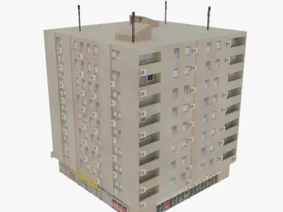 Arab Apartment Buildings Set Low-poly 3D model