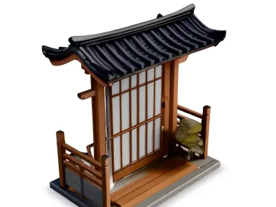 Stylized LowPoly Japanese Gate Low-poly 3D model