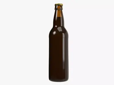Beer bottle brown 02 3D model