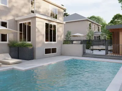 Garden Landscape 3D Model - SketchUp and Lumion Scene 3D model 3D model