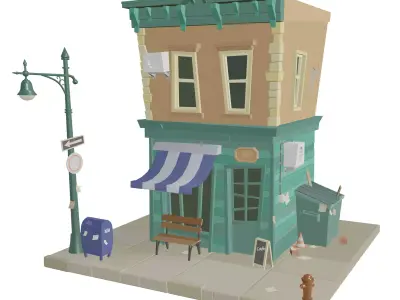 Local Cafe The Hidden Gem You Need to Visit game ready file Low-poly 3D model