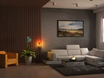 sophisticated Interior Room Free 3D model
