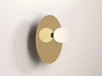 Disc and Sphere Asymmetric Wall Lamp Free 3D model