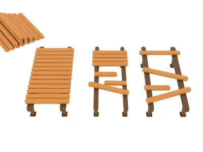 wood bridge cartoon game 3D model