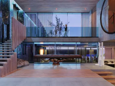 Luxurious Ultra Modern beach villa house with interior vray 3D model