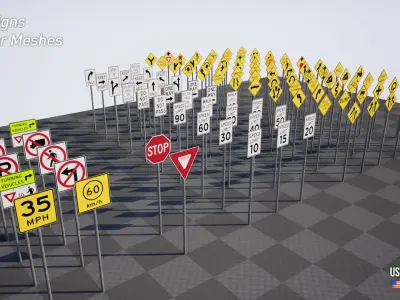 US Traffic Sign Bundle - 332 Signs Low-poly 3D model