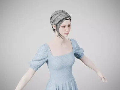 Dress 26 Light Blue Low-poly 3D model