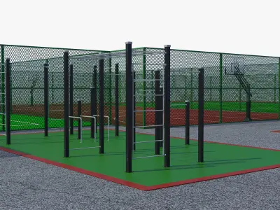 Mini stadiums and street fitness Badminton tennis 3D model