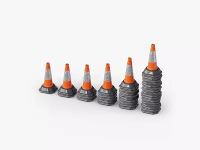 Traffic Cone Stack 50cm Low-poly 3D model