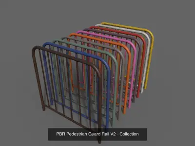 PBR Pedestrian Guard Rail Clean-Rusty 3D Model Pack