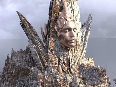 Ancient Sci-Fi snow mountain 3 3D model