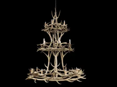 Imposing Chandelier Made of Antlers 3D model