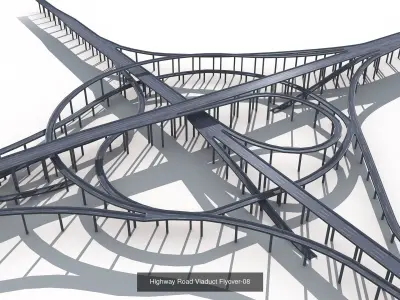 Highway Road Viaduct Flyover 3D Model Pack