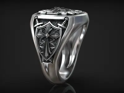 Jerusalem Cross Crusader Knight Medieval Signet 3D print model