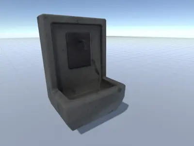 Fountains set fountain in middle of square Low-poly 3D model
