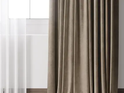 hadi curtain 63 classic curtain with roman blind Low-poly 3D model