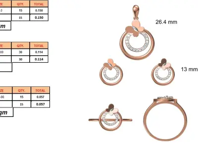 Light wt Ring Earrings Pendant set stl jcd 1-render details 3D print model get