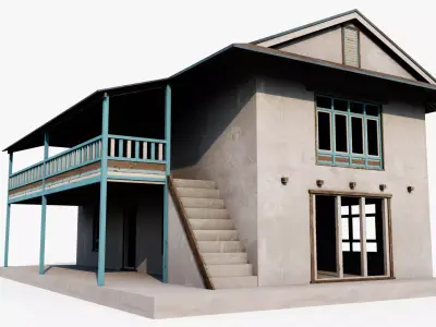 Mountain Hotel Low-poly 3D model