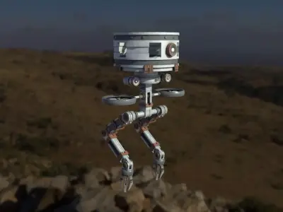 Cylindrical Robot -Low Poly Rig- Low-poly 3D model