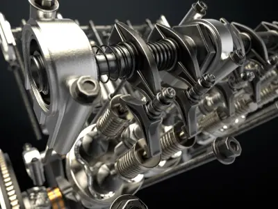  V8 Engine Working Animated 