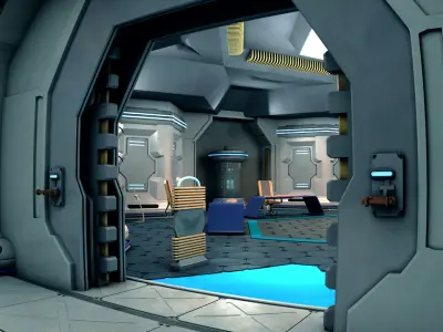 Sci-Fi Corridor and Meeting Room 3D model