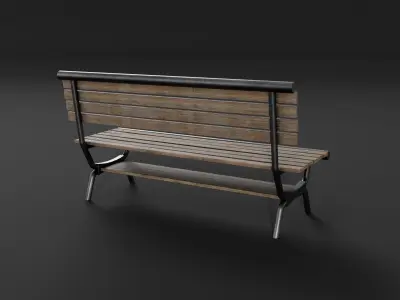 Public Seat bench Low-poly 3D model