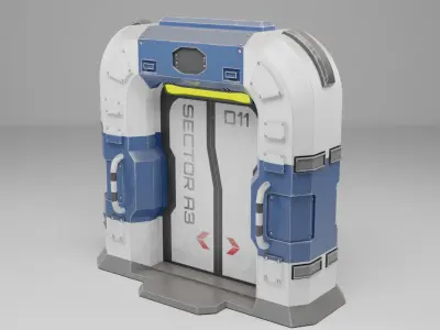 Sci-Fi door PBR Low-poly 3D model
