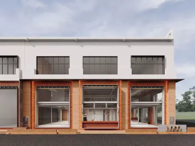 Modern Industrial Retail Facade Block 3D model