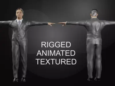 Business Man - Game Ready Rigged Character model Free low-poly 3D model