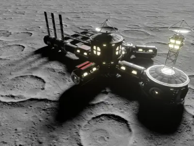 Lunar base kitbash 3D model