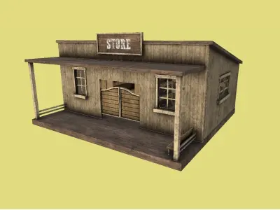 Western Store - Wild West Building - Backdrop Full Perm Low-poly 3D model