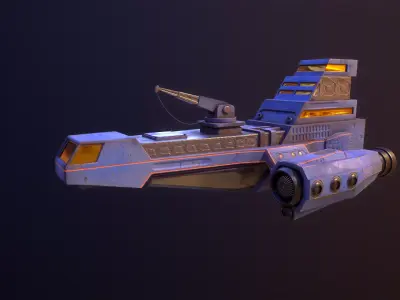 Industrial Spaceship Low-poly 3D model