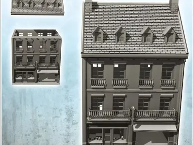 European pharmacy building 16 - Modern WW2 WW1 World War Diaroma 3D print model