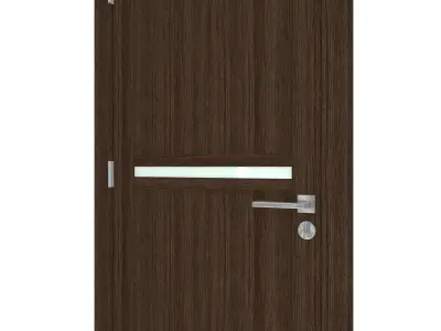 Door-060 wooden door with glass panel 3D model