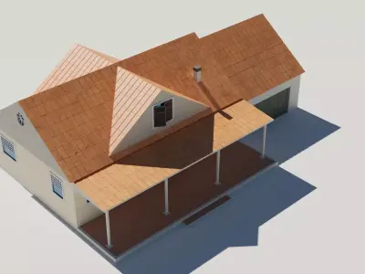 Family house 3D low poly Low-poly 3D model