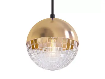 LYSET gold pendant light with glass ball in middle 3D model