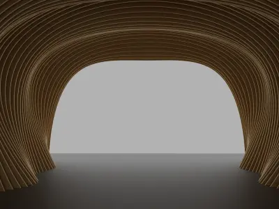Wavy Wooden Tunnel for Pedestrians 3D model