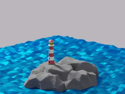 Cartoon Light House 3D model