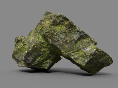 Low poly Sharp Rock Mossy 191219 Low-poly 3D model