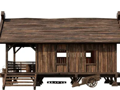 Old Building House 4K Textures GameReady 69 Low-poly 3D model