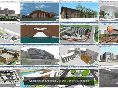 Collection 35 Sketchup Cultural Center 3D Model Pack