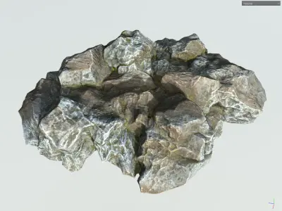 Low poly gray mossy big rock formular Low-poly 3D model